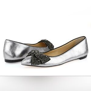 Tory Burch Vanessa Crystal Bow Pointed Toe Flats Size 8